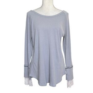 OSO Casuals Gray Long Sleeve Thermal with Lace  M/L